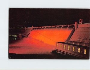 Postcard Night View Of Grand Coulee Dam Washington USA
