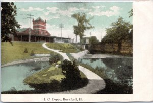 Postcard IL Rockford - Illinois Central Depot - D.R. Mead & Co.