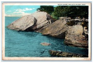 Kelley Island Ohio OH Postcard Rocky Shore Lake Big Rocks 1931 Vintage Antique