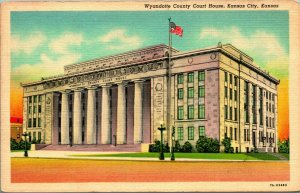 Kansas City KS Kansas Wyandote County Court House Linen Postcard UNP T13