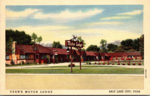 Linen Postcard Dean's Motor Lodge in Salt Lake City, Utah