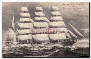 Postcard Old Boat Sailboat Big time on Channel Four Dimensions masts in full ...