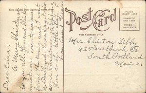 Christmas Pretty Woman Holly Embossed c1900s-20s Postcard