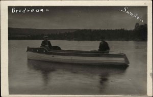 V�rmland Sweden Boating Boat Bredreven Lake c1910 Real Photo Postcard