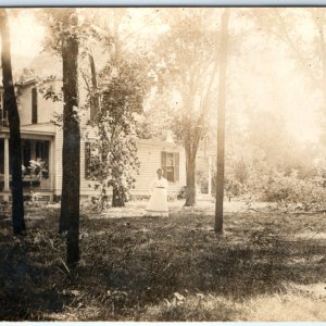 July 11, 1909 After Storm Yard RPPC Real Photo House PC Woman Lora Siddles A134