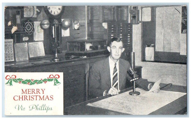 1944 KSAL Radio Christmas Greetings Vic Phillips Wichita Kentucky KY Postcard