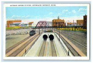 c1920s Detroit River Tunnel Approach, Detroit Michigan MI Unposted Postcard