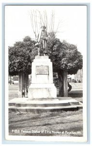 1942 Famous Statue Ezra Meeker Puyallup Washington WA RPPC Photo Postcard 