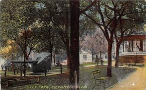 Ottumwa Iowa~City Park~Cannon Display~Gazebo~Houses Background~1915 Pc