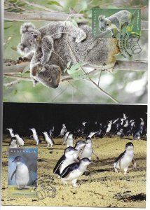 Koalas amd Little Penguins Lot of 2 Australia Maximum cards issued July 2004