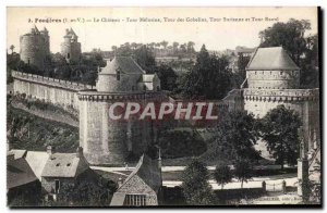 Old Postcard Fougeres Chateau Tour Melusine Tour des Gobelins