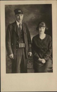 Studio Trolley Worker Metal Coin Belt Wife Lane County OR OREGON? 1922 RPPC