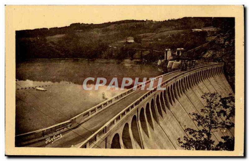 Old Postcard Dam Sarrans The dike road that goes to the top