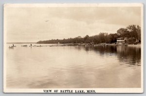 MN View Of Battle Lake Minnesota RPPC 1933 To Moline Illinois Postcard U24