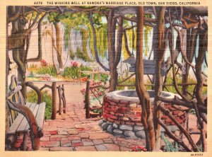 Vintage Postcard Wishing Well at Ramona's Marriage Place Old Town San Diego CA