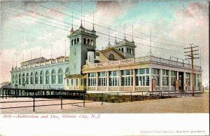 Auditorium and Pier, Atlantic City NJ Undivided Back Vintage Postcard I39