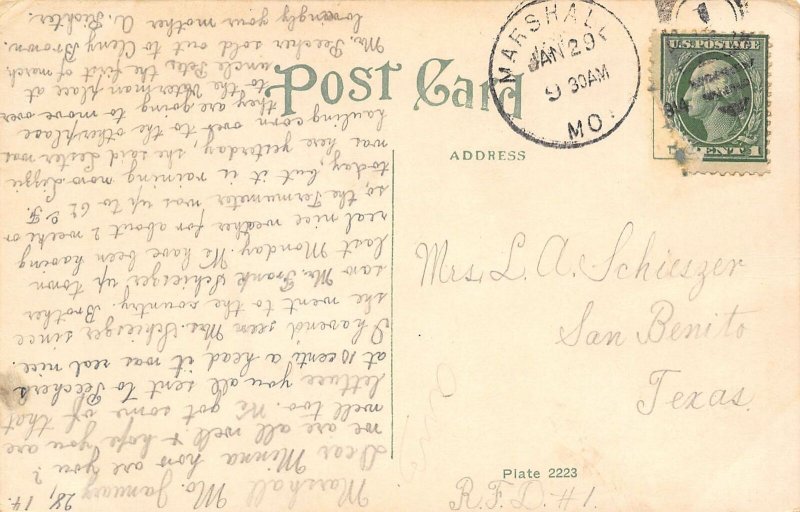 Post Office Marshall Missouri 1914 postcard