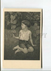 471938 Ferdinand HODLER Boy w/ Branch SYMBOLISM Vintage postcard Rascher
