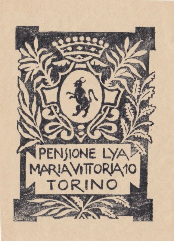 Italy Torino Pensione Lya Maria Vittoria Vintage Luggage Label sk1711