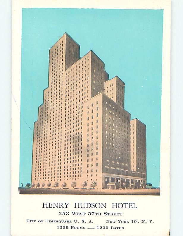 Unused 1950's HENRY HUDSON HOTEL Manhattan New York NY Q5535