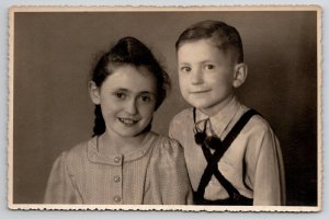 RPPC Cute Children Portrait c1930s Postcard L23