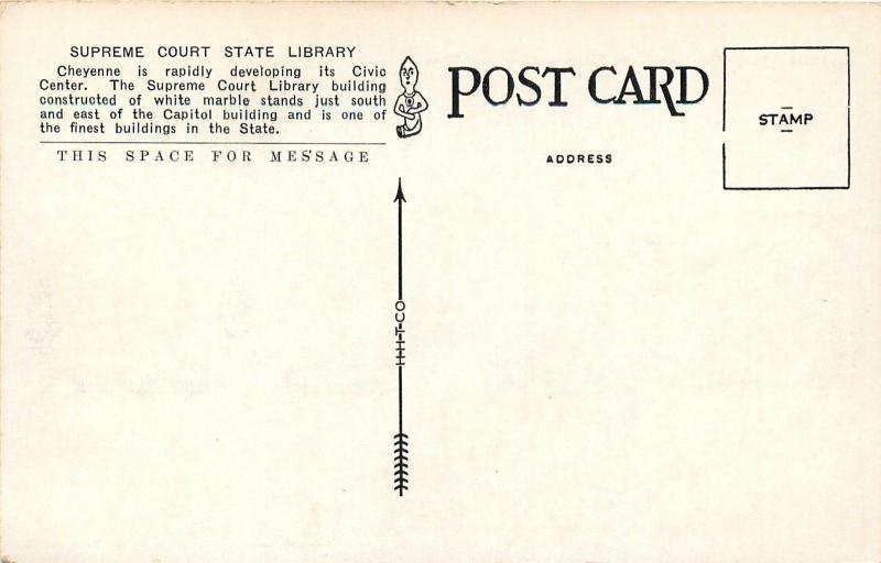 Cheyenne Wyoming~Supreme Court State Library~White Marble Bldg~Front View~1920s