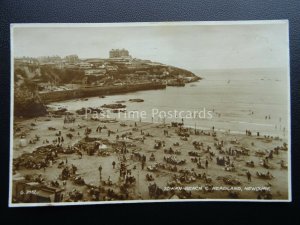 Cornwall NEWQUAY Animated Towan Beach & Headland c1935 RP Postcard by Valentine