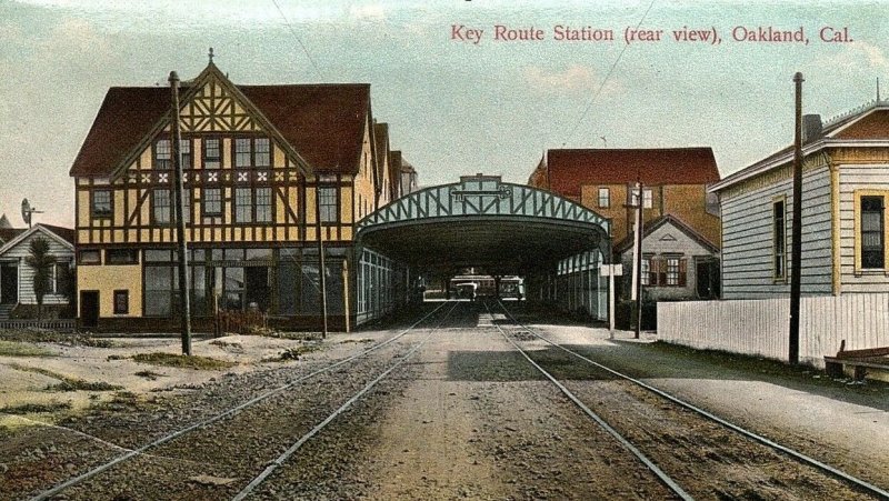 C.1910 Key Route Station(Rear), Oakland, Cal. Vintage Postcard P9 