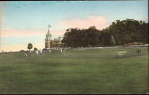 Poland ME Spring House Golf Golfing Hand Colored Postcard