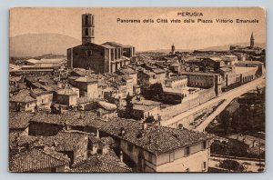 View Seen from Piazza Vittorio Emanuele PERUGIA Italy Vintage Postcard A248