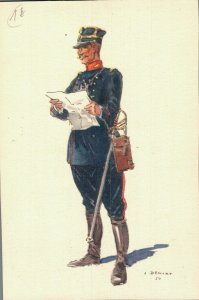 Military Artist Signed J. Demart Belgian Army Gendarmerie 1914 Postcard 07.75