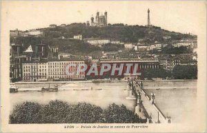 Old Postcard Lyon Courthouse and Coteau de Fourviere