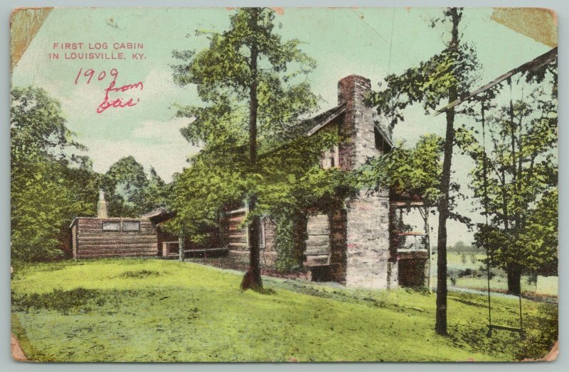 Louisville Kentucky~First Log Cabin~Vintage Postcard