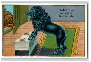 c1910's Poodle Dog Guarding The Food Unposted Antique Postcard