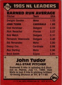 1986 Topps Baseball Card NL All Star John Tudor sk10677