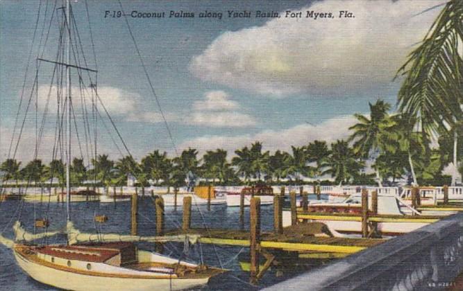 Florida Fort Myers Coconut Palms Along Yacht Basin Curteich