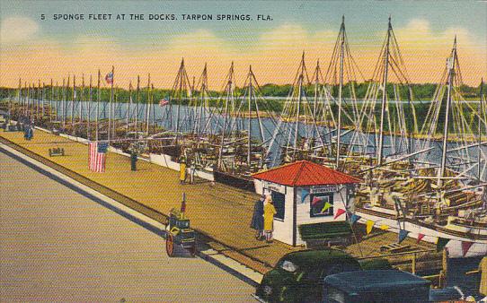 Sponge Fleet At The Docks Tarpon Springs Florida 1945