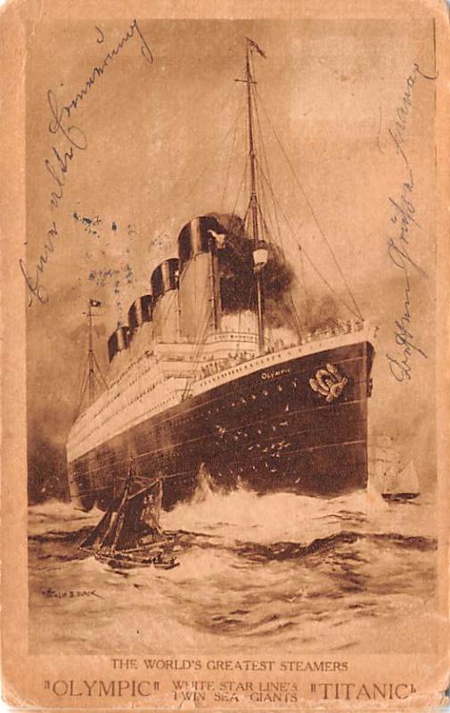 Titanic Ship Post Card Old Vintage Antique Olympic and Titianic Pre Sinking A...