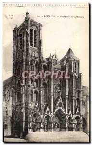 Old Postcard Bourges Facade of the Cathedral