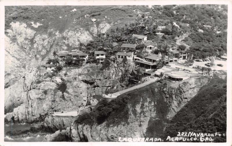 LA QUEBRADA ACAPULCO MEXICO~ELEVATED VIEW~NAVARRO #273 REAL PHOTO POSTCARD 1950