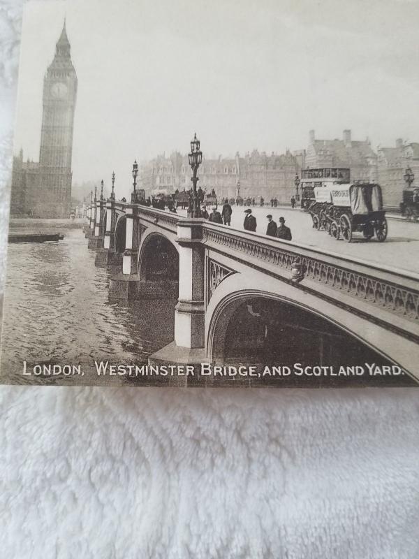 Antique Postcard, Westminster Bridge and Scotland Yard.  Unposted.