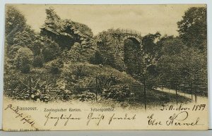 Hannover Zoologischer Garten Felsenparthie Rock Bridge 1899 Germany Postcard K10