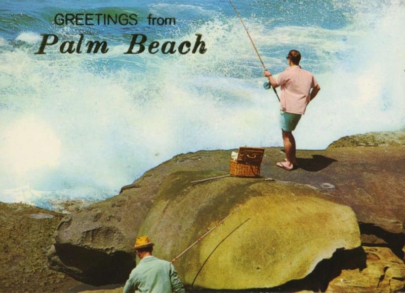 Greetings From Palm Beach Australia Fishermen Rock Fishing Unused Postcard D28