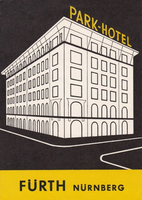 Germany Nuernberg Park Hotel Fuerth Vintage Luggage Label sk3890