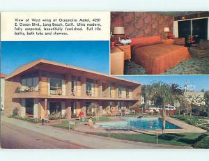 Unused Pre-1980 POOL & OCEANAIRE MOTEL Los Angeles - Long Beach CA u5072-12