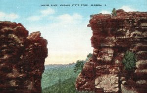 Vintage Postcard Pulpit Rock Cheaha Indian Legends Center State Park Alabama AL