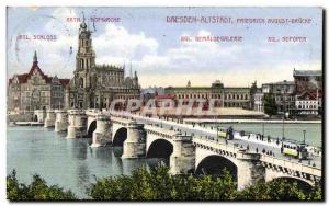 Old Postcard Dresden Altstadt Priedrich August Brucke