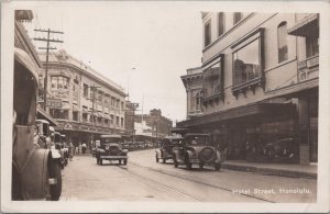 RPPC Postcard Hotel Street Honolulu Hawaii 1944