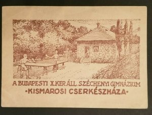 Mint Vintage 1940's Hungary Kismaros High School Boy Scouts Illustrated Postcard