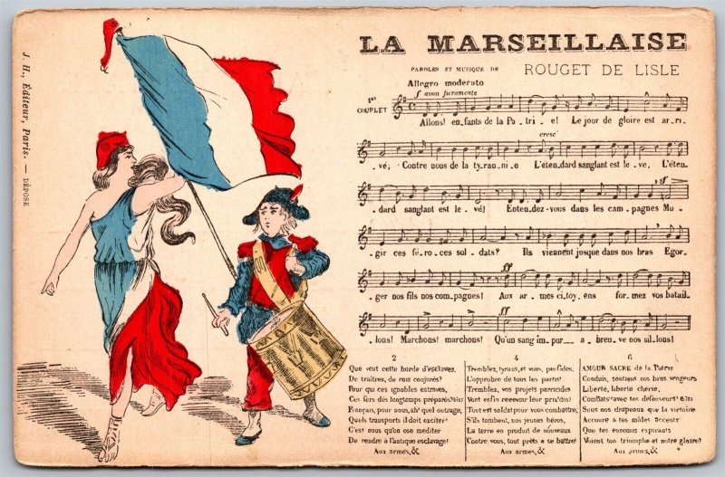 Vtg Paris France Rouget De L'Isle LA Marseillaise Chanson Patriotique Postcard